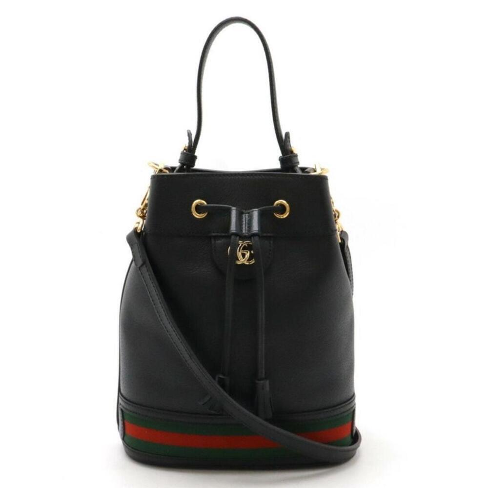 Gucci bucket crossbody black with cherry line
